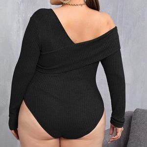 Asymmetrical knit bodysuit